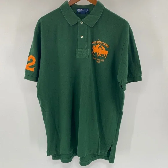 Polo Ralph Lauren Shirt Mens XL Green Double Big Pony NY 1967 Preppy Equestrian - Picture 2 of 12